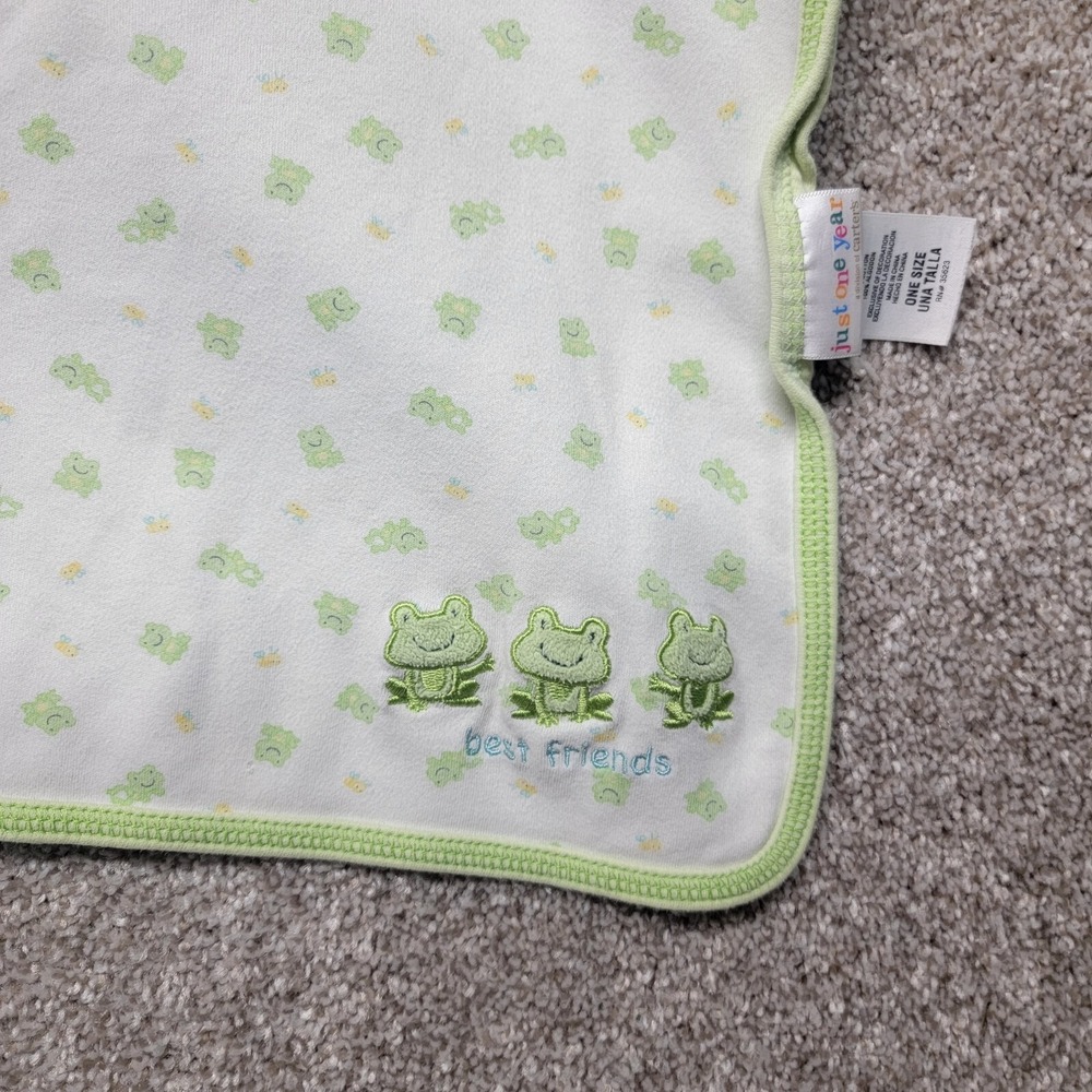 Carter's JUST ONE YEAR Green White Frogs‎  Baby Blanket Lovey Best Friends